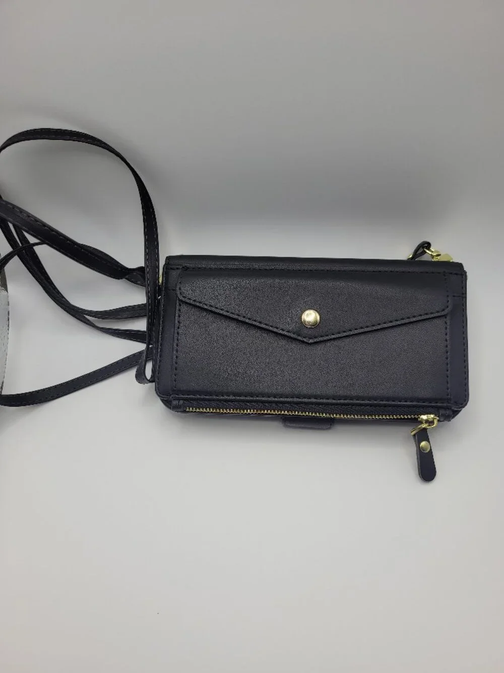 iPhone 14 Pro Max Wallet Case Crossbody Black Card Holder Zipper Snap Magnetic